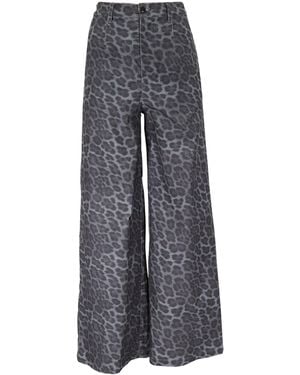 lords of harlech Poppy Leopard Smoke Velvet High-Rise Pant - Grey