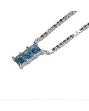 NASI SILVER Baguette Nahar Necklace- Topaz - Blue