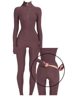 Monosuit Cocoa Long Sleeve Turtleneck Zip Up Full Bodysuit Total Zipper - Purple