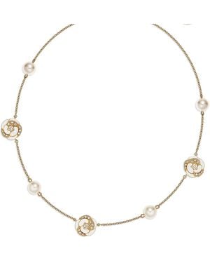 Grosse Crystal & Pearl Necklace, Series Blanc Camelia - Metallic