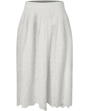 Smart and Joy Jupe Midi En Coton Brodé - Grey