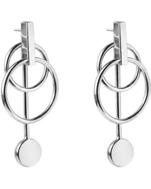 Gutta Design Mesh Earring Rhodium Plated - Metallic