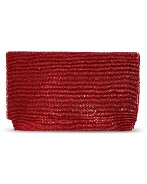 Pick Happy Steel Cut Beaded Petite Clutch Ruby Holiday Edition - Red