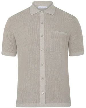 Paul James Knitwear Neutrals Lightweight Cotton Franki Waffle Knit Shirt - Grey