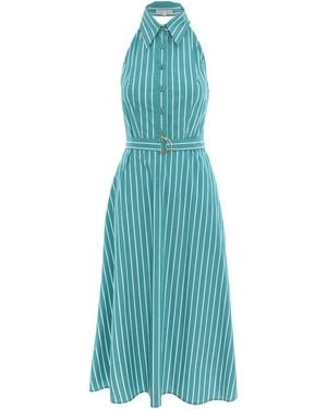 Noria Anis Senna Striped Halter Midi Dress - Blue