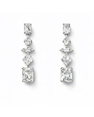 Maison De Gala Geometric Crystal Drop Earrings - Metallic