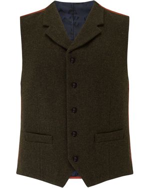 Guards London Sherwood Tweed Wool Waistcoat - Green