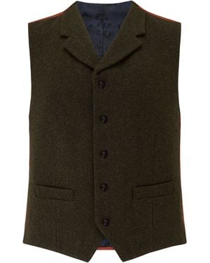 Guards London Sherwood Tweed Wool Waistcoat - Green