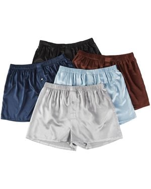 Soft Strokes Silk Set Of Five Pure Mulberry Silk Boxers - Purple