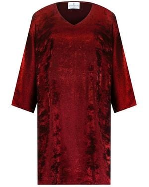 DHARA SHETH DUBAI Shadow Of Sequin Shimmer Short Kaftan Dress - Red