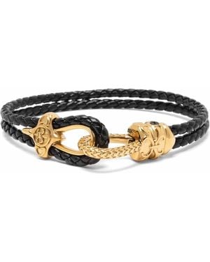 Nialaya Leather Bracelet With Rope Clasp - Black