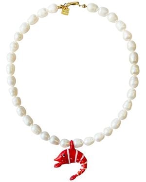 Firera Atelier Shrimp Pearl Necklace - Red