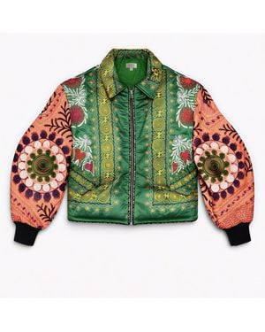 Zasta Studio Unknown Tapestries Silk Bomber Jacket Medium D - Green