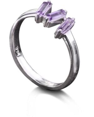 The Jewellery Store London Amethyst Baguette Cut Ring - Metallic