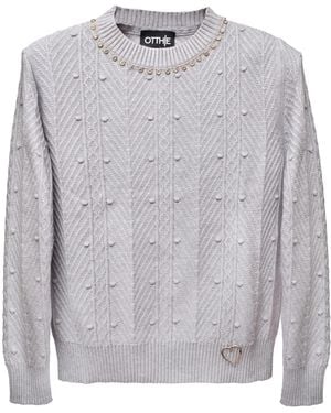 Otthie Neutrals Christmas Embellished Knit Sweater - Gray