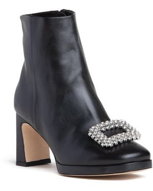 Beautiisoles by Robyn Shreiber Made in Italy Scarlet Leather Platform Bootie Comfortable & Elegant Valentine Jewellery & Rhinestones - Blue