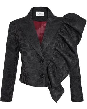 AOIFE Cropped Jacquard Blazer - Black