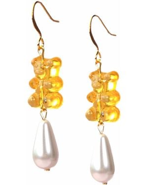 By Chavelli Gummy Bear Pearl Drop Dangly Earrings - Metallic