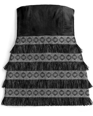 Victoria Slavinskaia Leather Strapless Evening Dress - Black