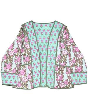 Inara Wild Rose Reversible Quilted Cotton Jacket - Blue