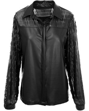 Silvia Serban ”Jackpot” Laser Cut Leather Shirt - Black