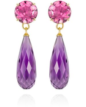 Augustine Jewels Amethyst & Tourmaline Drop Earrings - Multicolor