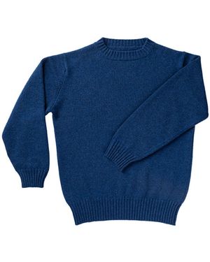 Kinalba Yale Chunky Plain Cashmere Crew Neck Sweater - Blue