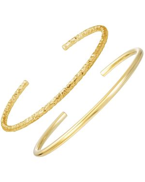 Nazzar Smooth & Hammered Cuff Bracelet Set - Metallic