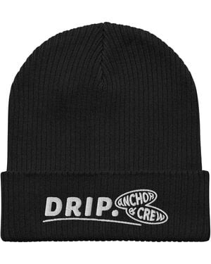 Anchor and Crew Drip Gen. Organic Cotton Embroidered Beanie - Black
