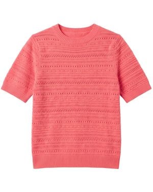 Brodie Cashmere Textured Taylor Cashmere Tee - Pink