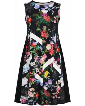 Conquista Floral Graphic A-Line Sleeveless Dress - White