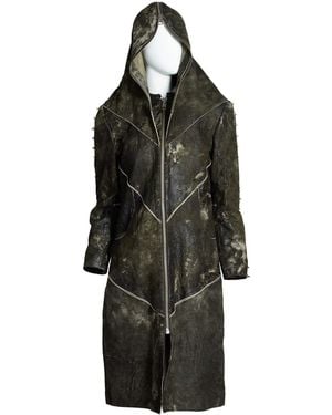 Zasta Studio The Dame Crafted Italian Long Coat Jacket With Hoodie - Black
