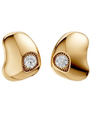Aya Fine Jewelry Virelle Round Cut Lab Grown Diamond Sculptural Stud Earrings - Metallic
