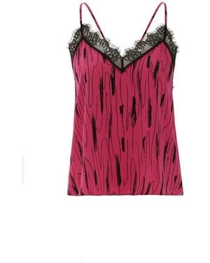 Exquise Printed Spaghetti Strap Blouse - Red