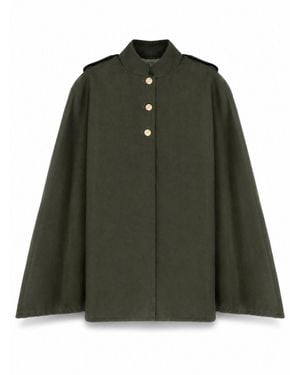 Coulange M83 Khaki Water-Repellent Cape Coat - Green