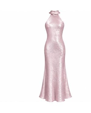 Aisl Halter Maxi Dress With Scarf - Pink