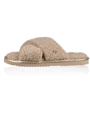 Laines London Neutrals Neutral Boucle Slippers - Natural