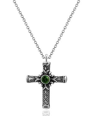 Unaloe Sterling Spiritual Cross Necklace Emerald – Elegant Jewellery For And - Metallic