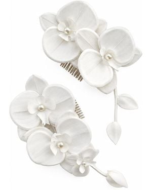 Yeva Sebastia Orchid Bridal Hair Comb - White