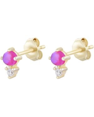 KAMARIA Opal & Crystal Seed Stud Earrings - Pink