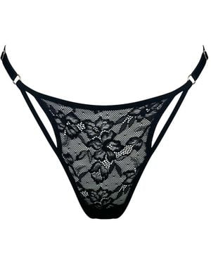 MONIQUE MORIN LINGERIE Hologram Adjustable Thong - Black