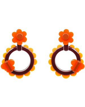 Gissa Bicalho Handmade Earring Acrylic Sunflower Cinnamon - Orange