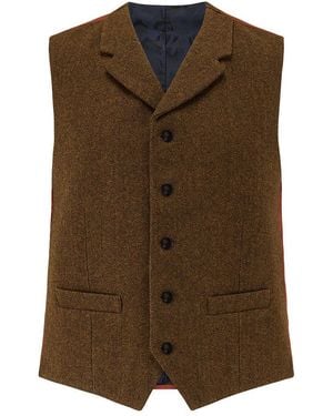 Guards London Sherwood Tweed Wool Waistcoat - Brown