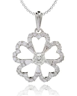 Kaizarin Diamond Studded Flower Pendant - White