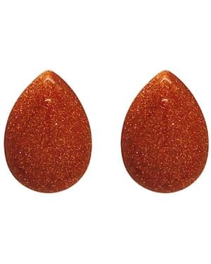 VALERIE CHIC Sparkle Sea Droplet Stone Stud Earrings - Brown