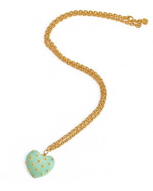 Michael Nash Jewelry Ophelia Jade Resin Studded Heart Pendant - Metallic
