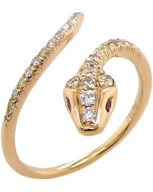 Artisan 18K Diamond & Ruby Snake Wrap Ring - Metallic