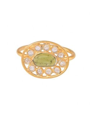 Opium Jewels Tourmaline Crystal Jali Ring - Metallic