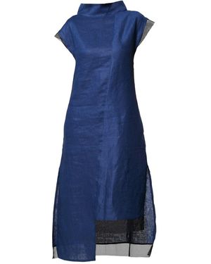 Metamorph Asymmetric Linen Dress - Blue