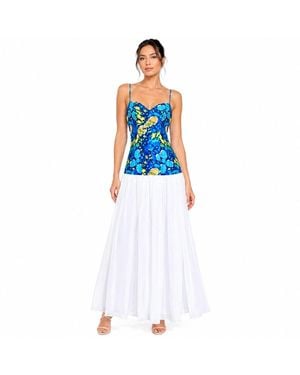 Chuks Collins Ajah Resort Collection: Shoulder Strap Long Dress – Adesewa Bloom - Blue